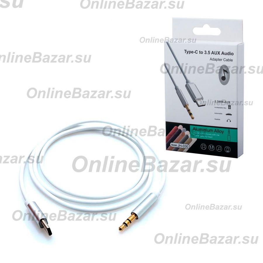 Кабель AUX Type-C - 3.5 mm JH-030 <белый> ― OnlineBazar.su