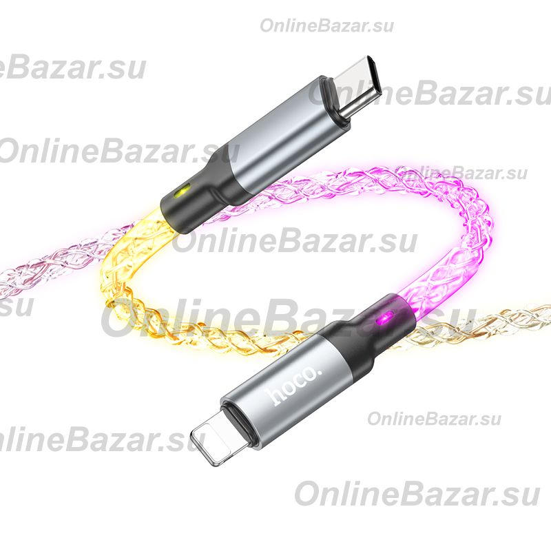 Кабель USB-C Apple Lightning Hoco U112 (3A/60W/PD) <серый> ― OnlineBazar.su