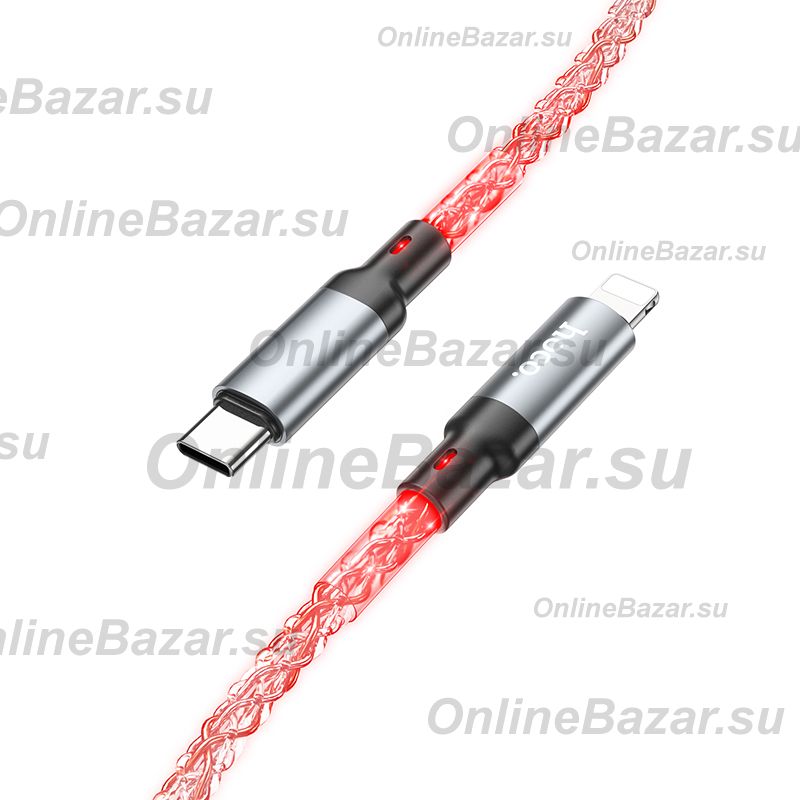 Кабель USB-C Apple Lightning Hoco U112 (3A/60W/PD) <серый> ― OnlineBazar.su