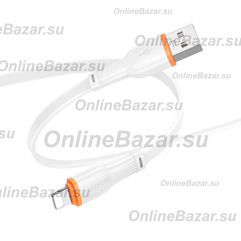 Кабель USB Apple iPhone Lightning Borofone BX118 (2.4A) <белый> ― OnlineBazar.su