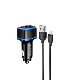 Автомобильное зарядное устройство USB Borofone BZ14 (2.4A/2 порта/кабель MicroUSB) <черный>