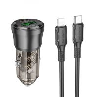 Автомобильное зарядное устройство USB Borofone BZ25 (38W/PD20W/QC3.0/кабель Lightning) <черный> ― OnlineBazar.su