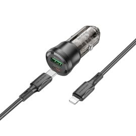 Автомобильное зарядное устройство USB Borofone BZ25 (38W/PD20W/QC3.0/кабель Lightning) <черный>