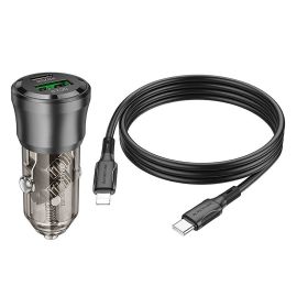 Автомобильное зарядное устройство USB Borofone BZ25 (38W/PD20W/QC3.0/кабель Lightning) <черный>