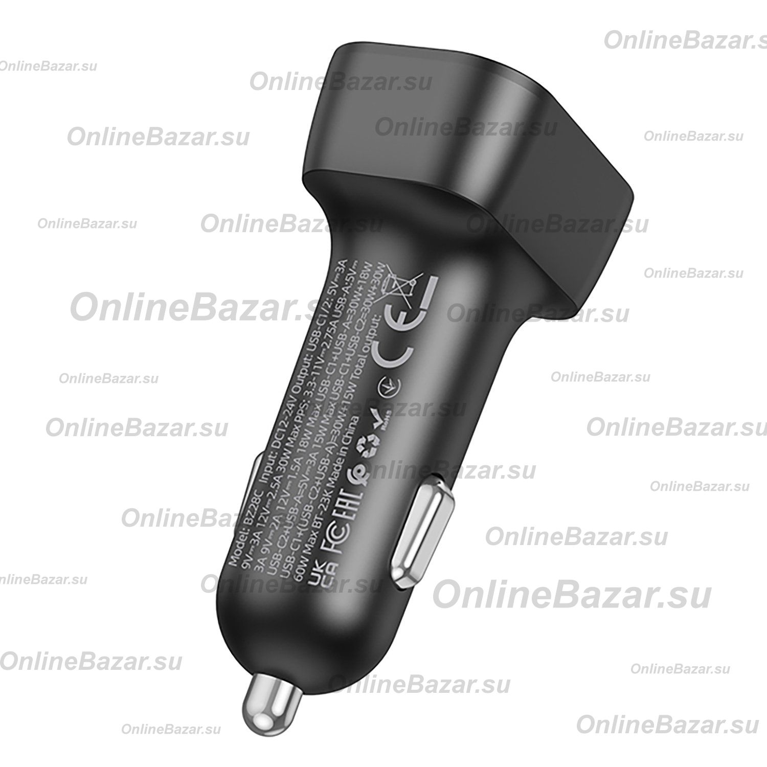 Автомобильное зарядное устройство USB Borofone BZ28C (PD60W/2Type-C/USB) <черный> ― OnlineBazar.su