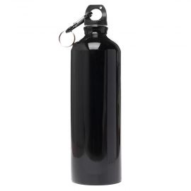 Бутылка для воды алюминиевая с карабином (500 мл.) <черный>