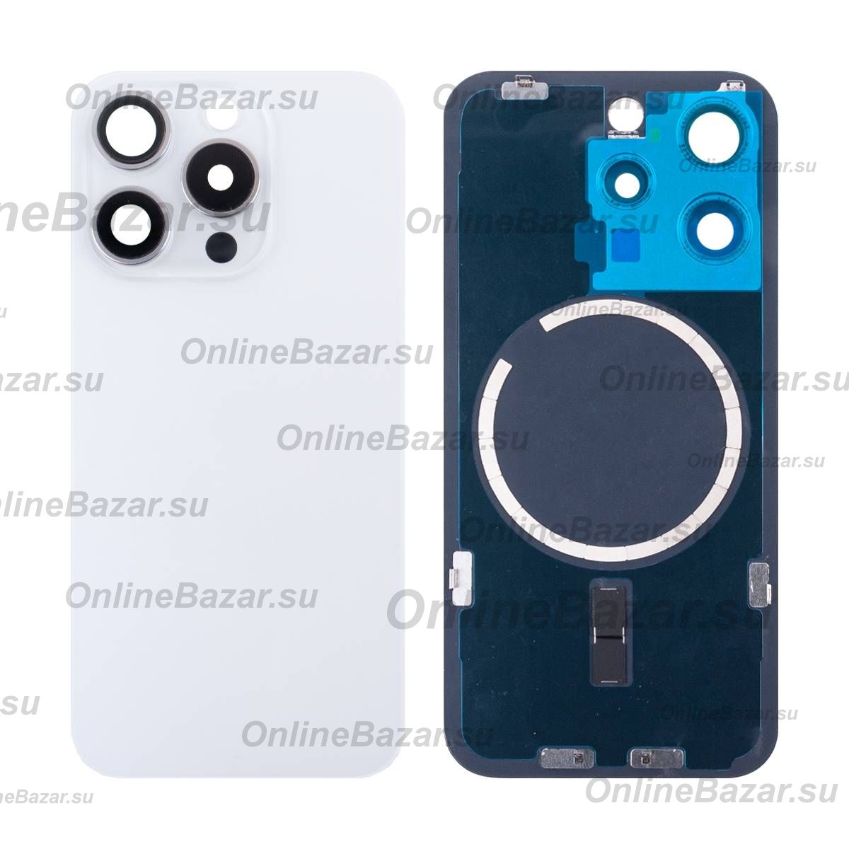 Задняя крышка для Apple iPhone 15 Pro в сборе с магнитом MagSafe <белый> (оригинал) ― OnlineBazar.su