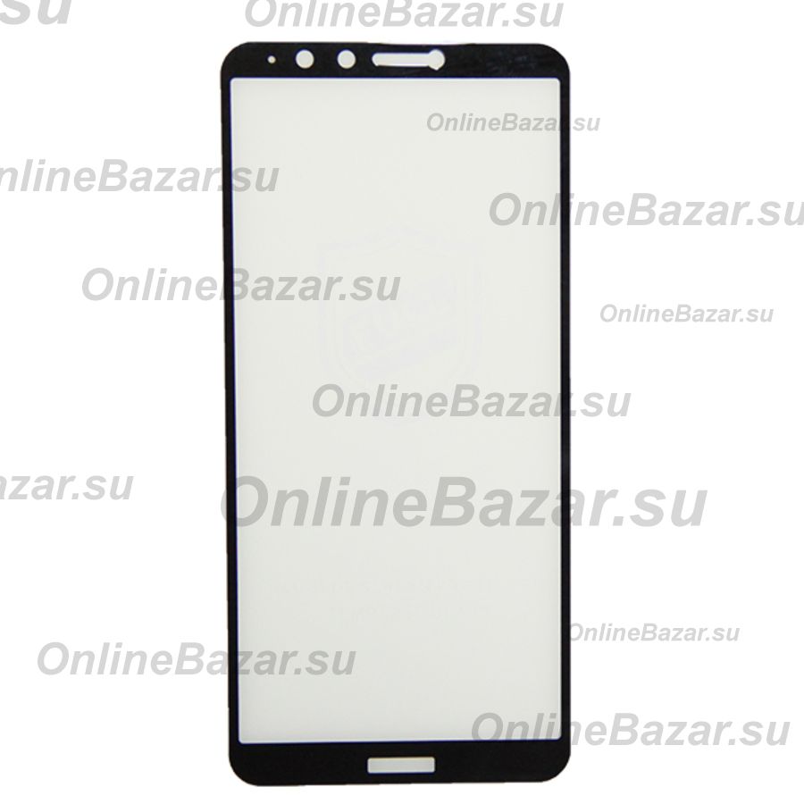 Защитное стекло для Huawei Y9 2018 (2.5D/полная наклейка) <черный> ― OnlineBazar.su