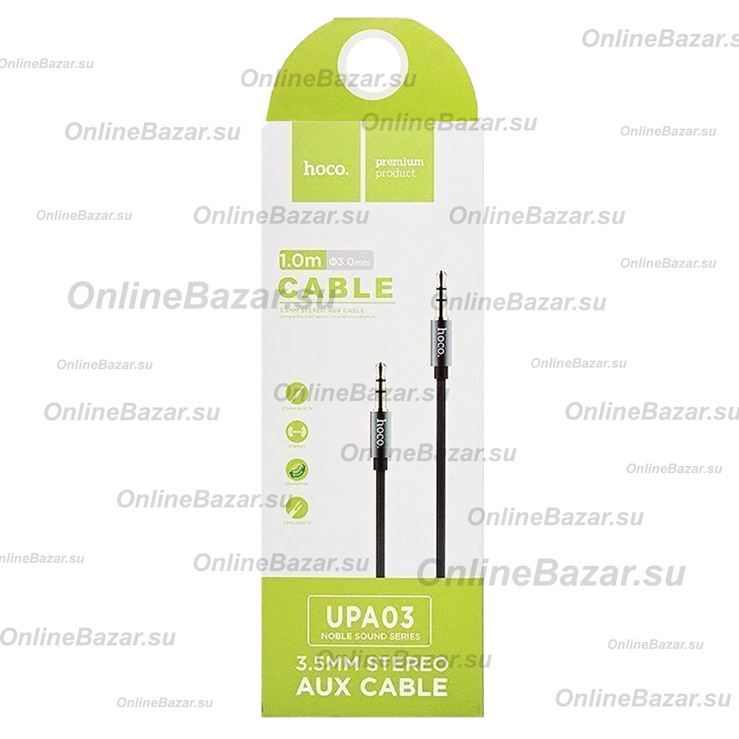 Кабель AUX Hoco UPA-03 (оплетка ткань) <серебристый> ― OnlineBazar.su