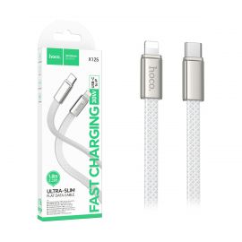 Кабель USB-C iPhone Lightning Hoco X125 (3A/30W/PD/оплетка нейлон) <белый>