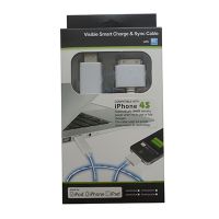 Кабель USB Apple iPhone 2/3/4 плоский светящийся <бело-зеленый> ― OnlineBazar.su