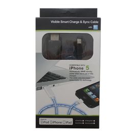 Кабель USB Apple iPhone Lightning плоский светящийся <черно-зеленый>