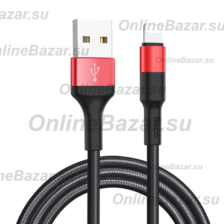 Кабель USB Apple iPhone Lightning Hoco X26 <черно-красный> ― OnlineBazar.su