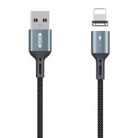 Кабель USB Apple iPhone Lightning Remax RC-156i (3A, магнитный, оплетка ткань) <черный> ― OnlineBazar.su