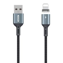 Кабель USB Apple iPhone Lightning Remax RC-156i (3A, магнитный, оплетка ткань) <черный>