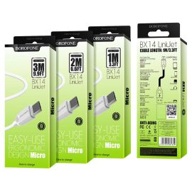 Кабель USB MicroUSB Borofone BX14 (1 метр) <белый>