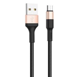 Кабель USB MicroUSB Hoco X26 <черно-золотой>