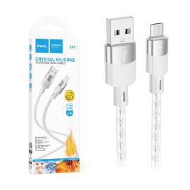 Кабель USB MicroUSB Hoco X99 (2.4A/прозрачный силикон/термостойкий) <серый>