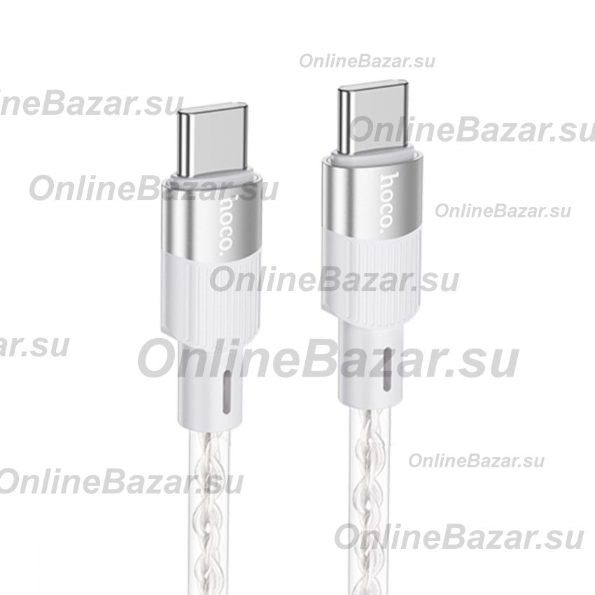 Кабель USB-C Type-C Hoco X99 (3A/60W/PD/прозрачный силикон/термостойкий) <серый> ― OnlineBazar.su