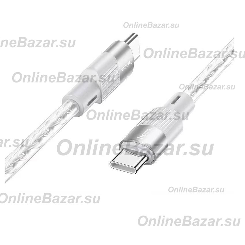 Кабель USB-C Type-C Hoco X99 (3A/60W/PD/прозрачный силикон/термостойкий) <серый> ― OnlineBazar.su