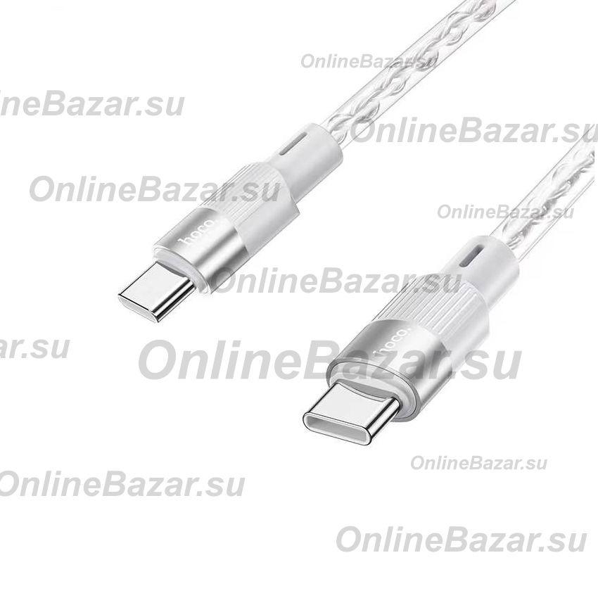 Кабель USB-C Type-C Hoco X99 (3A/60W/PD/прозрачный силикон/термостойкий) <серый> ― OnlineBazar.su