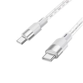 Кабель USB-C Type-C Hoco X99 (3A/60W/PD/прозрачный силикон/термостойкий) <серый>