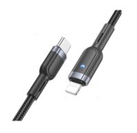 Кабель USB-C iPhone Lightning Hoco U117 (20W/интеллектуальное отключение) <черный> ― OnlineBazar.su
