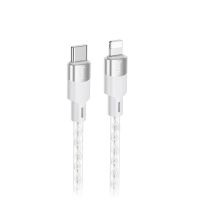 Кабель USB-C iPhone Lightning Hoco X99 (3A/20W/PD/прозрачный силикон/термостойкий) <серый> ― OnlineBazar.su