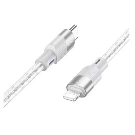 Кабель USB-C iPhone Lightning Hoco X99 (3A/20W/PD/прозрачный силикон/термостойкий) <серый>