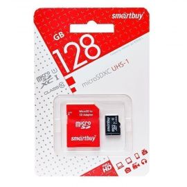 Карта памяти MicroSD 128 Gb CL10 Smart Buy в блистере с адаптером