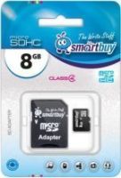 Карта памяти MicroSDHC 8 Gb CL4 Smart Buy в блистере с адаптером ― OnlineBazar.su