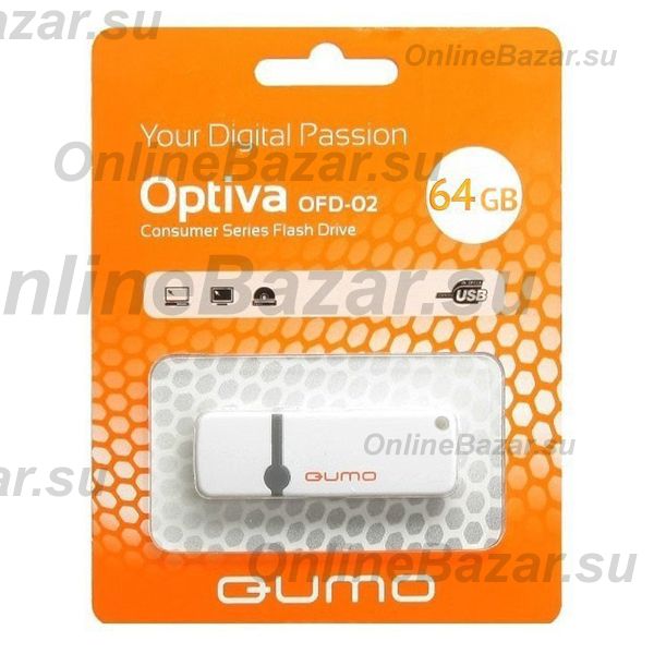 Карта памяти USB 64 Gb Qumo Optiva OFD-02 в блистере <белый> ― OnlineBazar.su