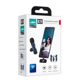 Микрофон петличный JBH K9 двойной (Lightning+USB-C) <черный>