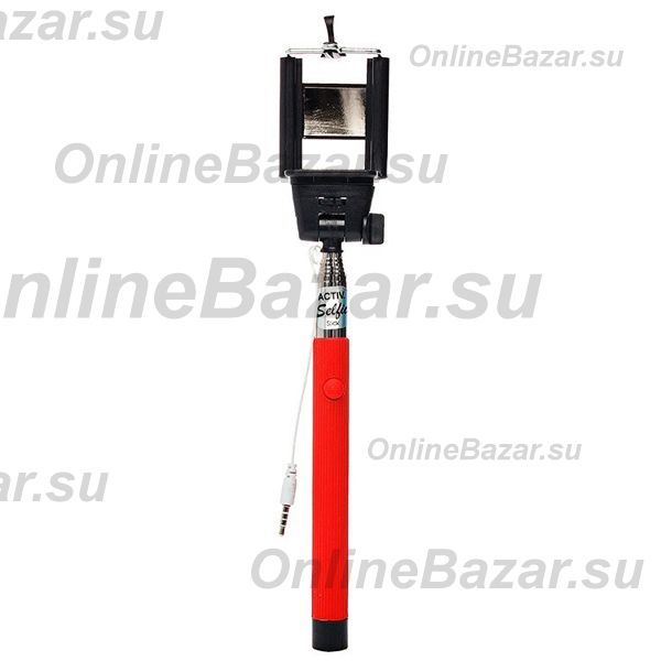 Монопод (палка) для селфи Cable 201 с зеркалом <красный> ― OnlineBazar.su
