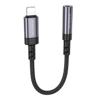 Переходник (адаптер) для гарнитуры iPhone Lightning в разъем 3,5мм Borofone BV24 <серый> ― OnlineBazar.su