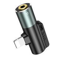 Переходник (адаптер) для гарнитуры iPhone Lightning в разъем 3,5мм Hoco LS32 <серый> ― OnlineBazar.su