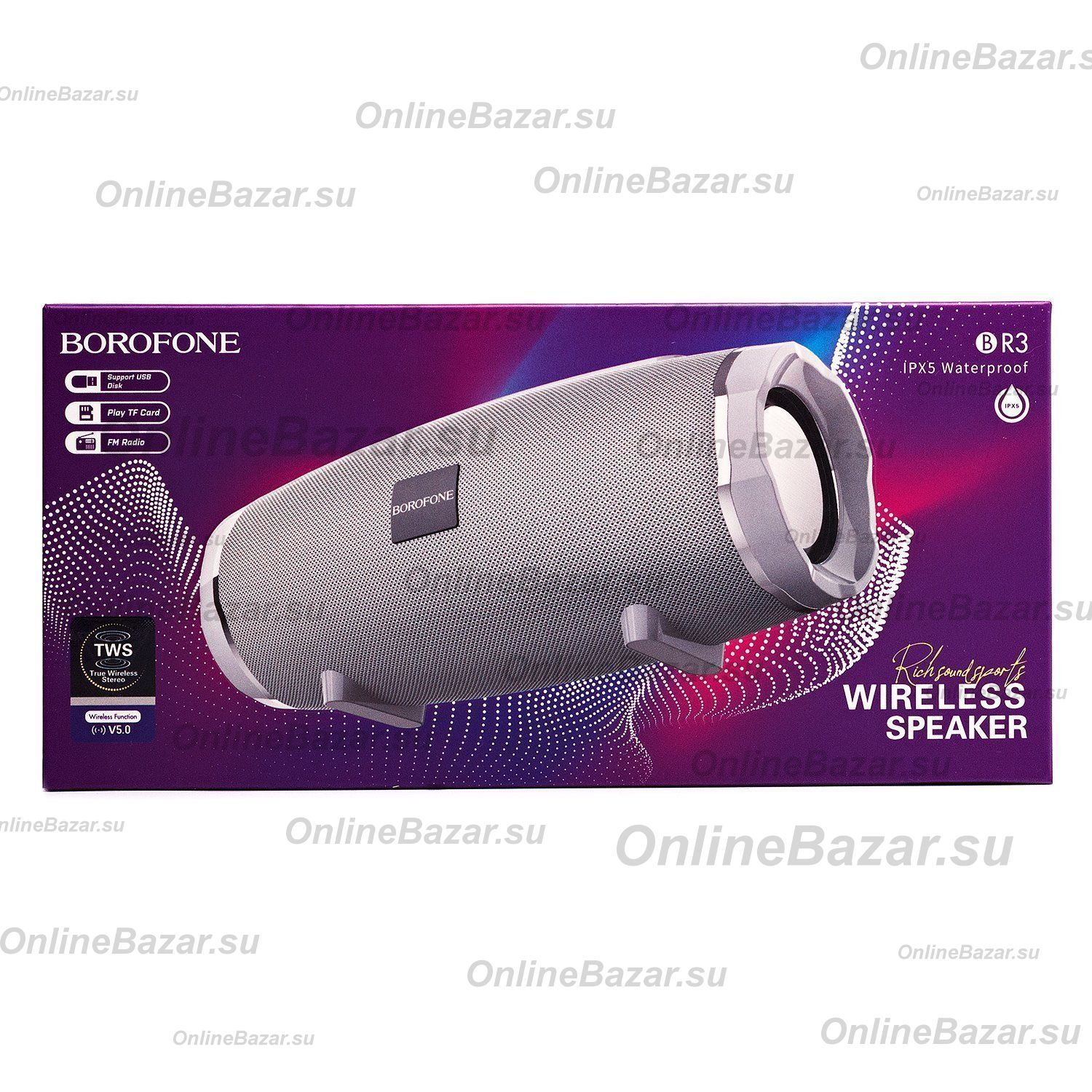 Колонка Borofone BR3 (Bluetooth/2 x 5 Вт/1200 mAh) <серый> ― OnlineBazar.su