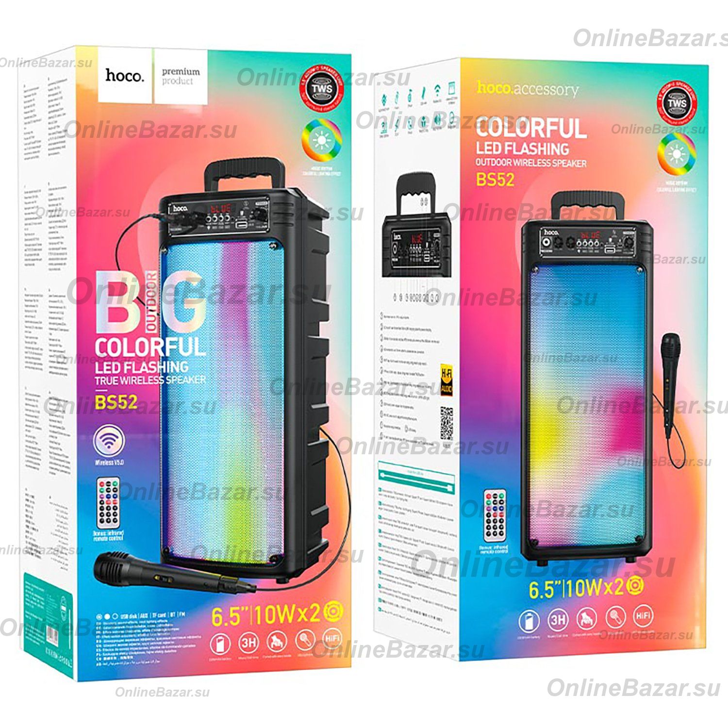 Колонка Hoco BS52 (Bluetooth/2 x 10 Вт/2200 mAh) <черный> ― OnlineBazar.su