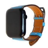 Ремешки для Apple Watch Series 6 (40 mm) гладкая кожа, классическая пряжка <голубой> ― OnlineBazar.su