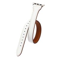 Ремешки для Apple Watch Series 7 (41 mm) кожаный Double Tour <белый> ― OnlineBazar.su