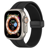 Ремешок для Apple Watch Series 7 (45 mm) силиконовый на магните <черный> ― OnlineBazar.su