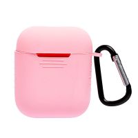 Чехол для кейса наушников Apple AirPods силиконовый с карабином <розовый> ― OnlineBazar.su
