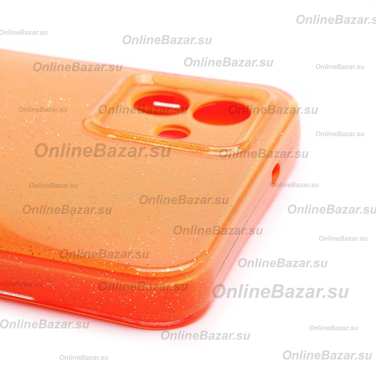 Чехол для Samsung SM-A045F (Galaxy A04) силиконовый с блестками №3 <оранжевый> ― OnlineBazar.su