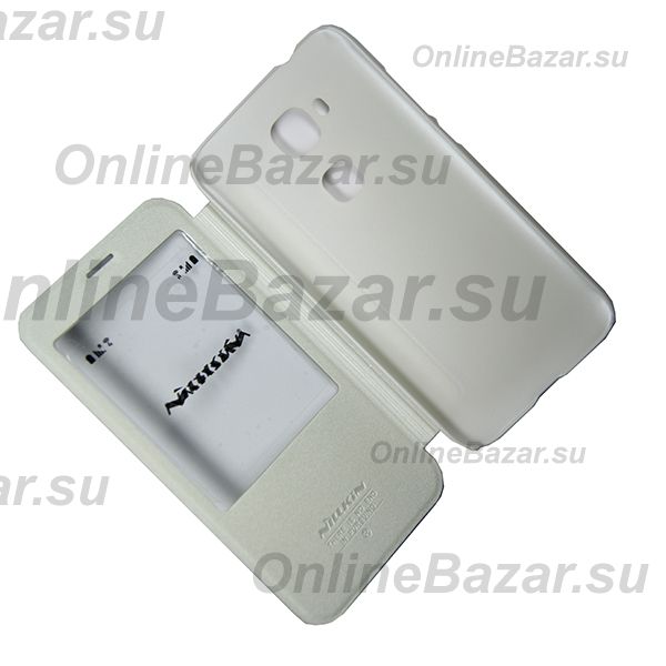 Чехол для Huawei RIO-L01 флип боковой пластик-кожзам с окошком Nillkin Sparkle <белый> ― OnlineBazar.su
