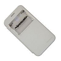 Чехол для Samsung SM-J500F (Galaxy J5) флип боковой пластик-кожзам с окошком Nillkin Sparkle <белый> ― OnlineBazar.su