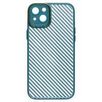 Чехол для Apple iPhone 14 Plus пластиковый вставка под карбон <темно-зеленый> ― OnlineBazar.su
