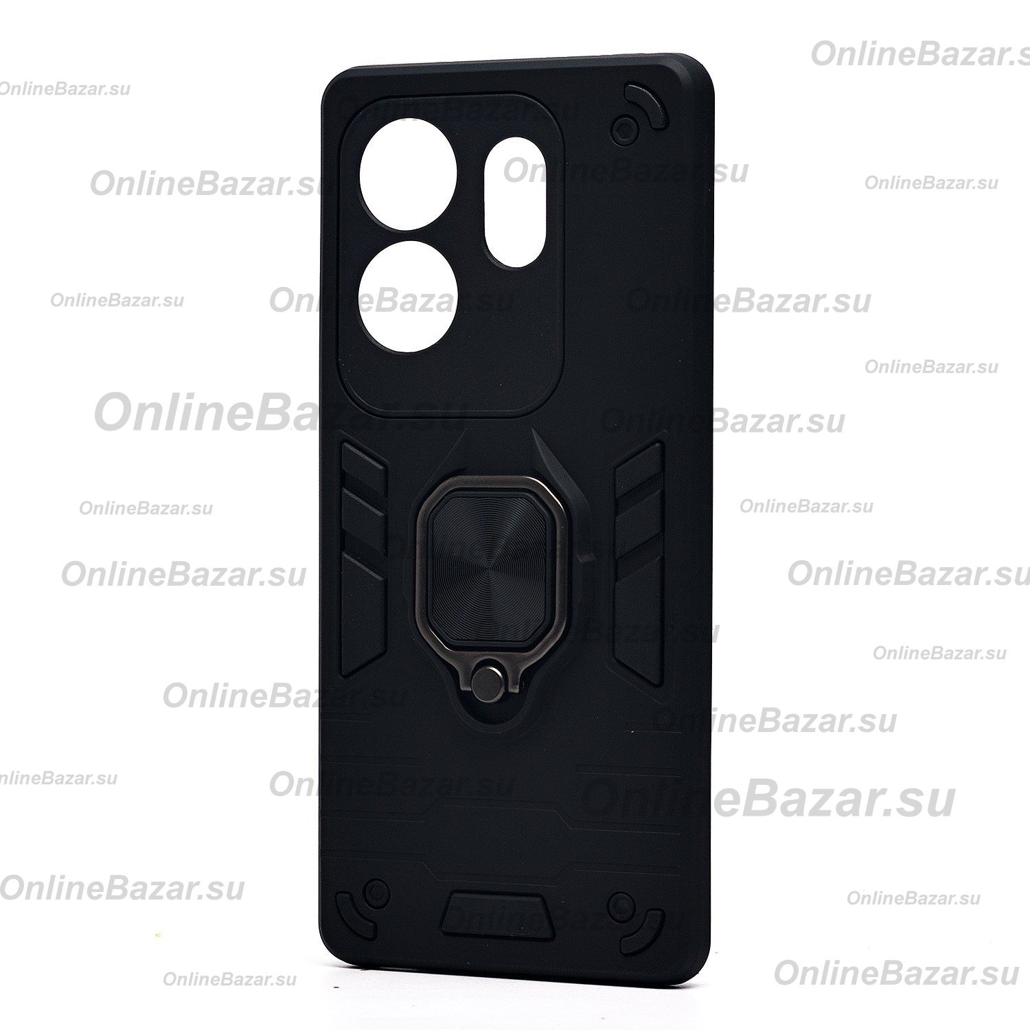 Чехол для Infinix Zero 30 (X6731B) силиконовый противоударный с кольцом <черный> ― OnlineBazar.su