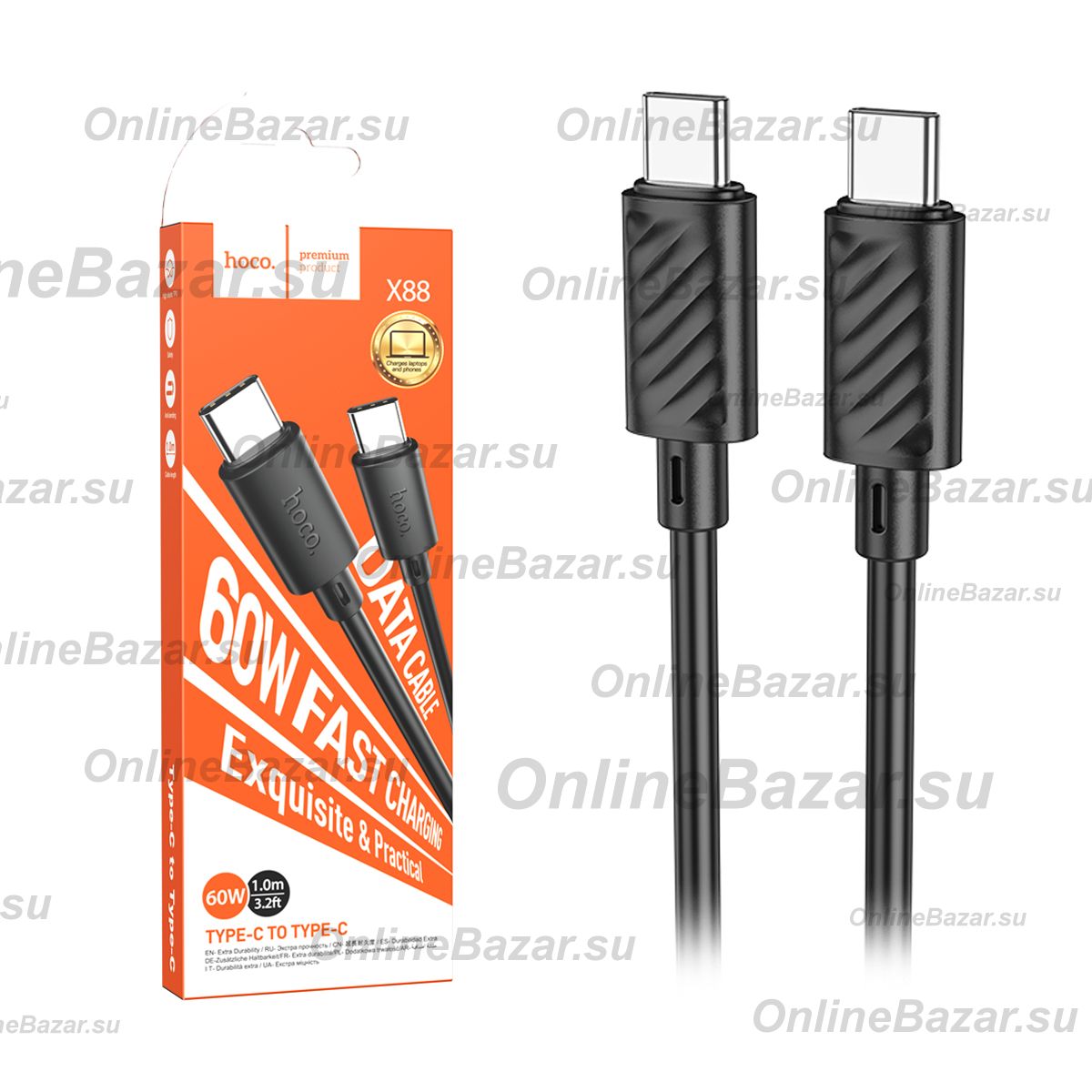 Кабель USB-C Type-C Hoco X88 <черный> ― OnlineBazar.su