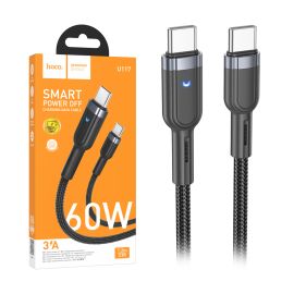 Кабель USB-C Type-C Hoco U117 (60W/интеллектуальное отключение) <черный>