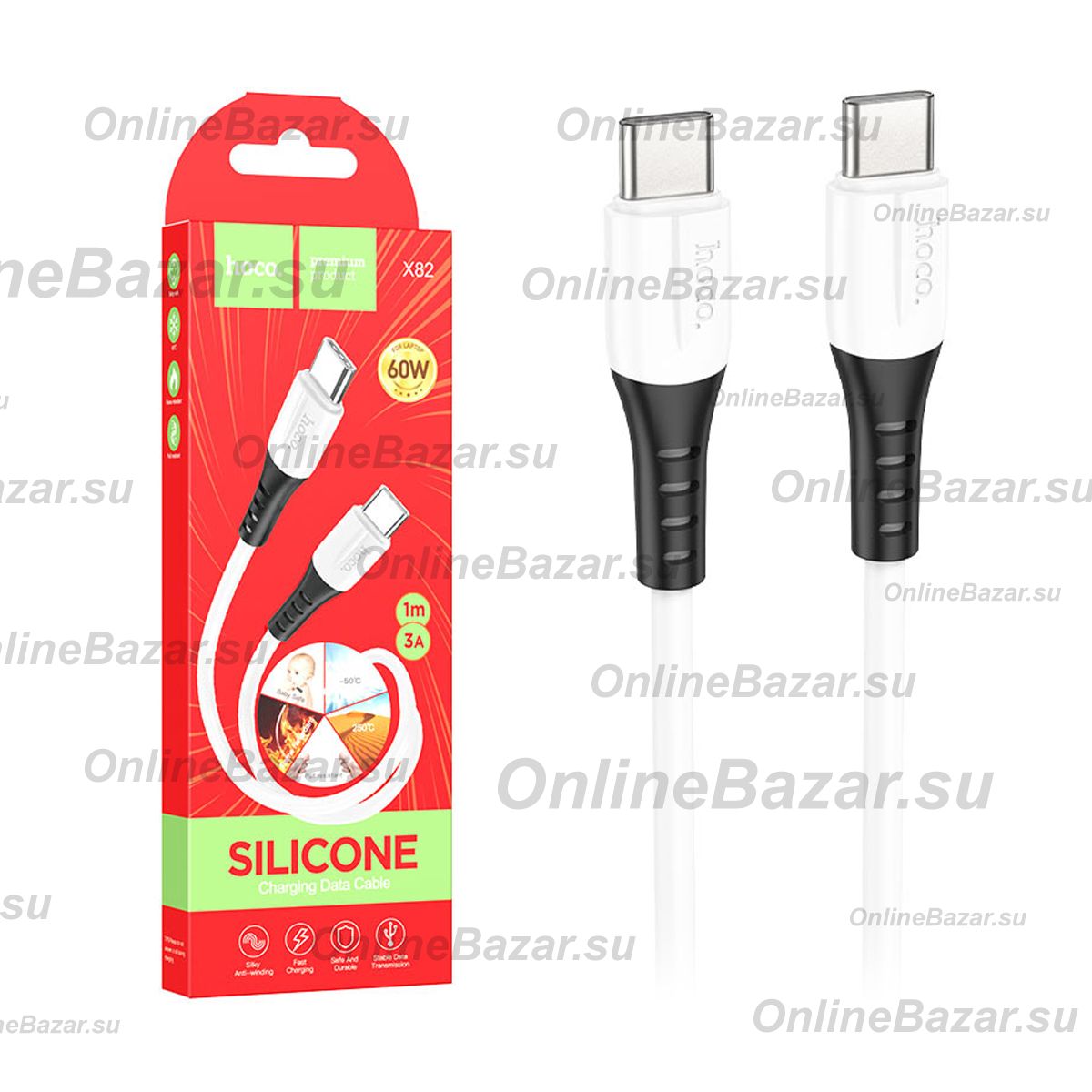 Кабель USB-C Type-C Hoco X82 <белый> ― OnlineBazar.su